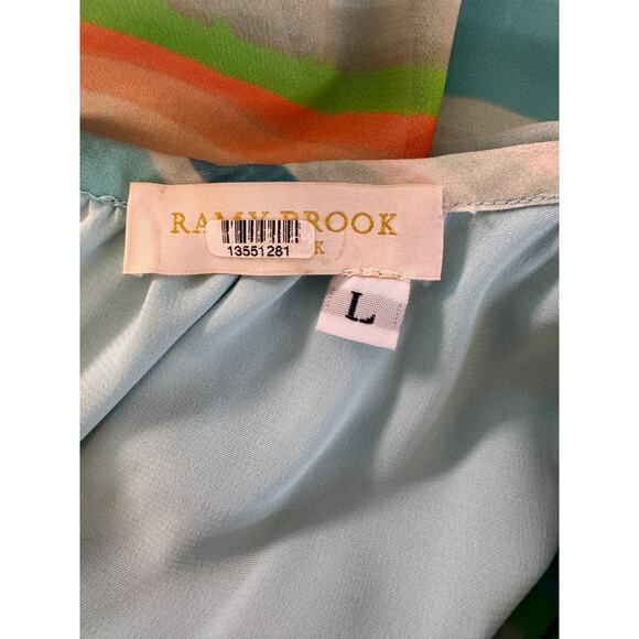 RAMY BROOK X RTR Women's Blue Multi Printed Paris Sleeveless Dress Size Large - Picture 7 of 8